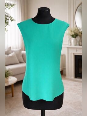 Naked Zebra Emerald Green Strappy Back Blouse Size Small Chiffon Top